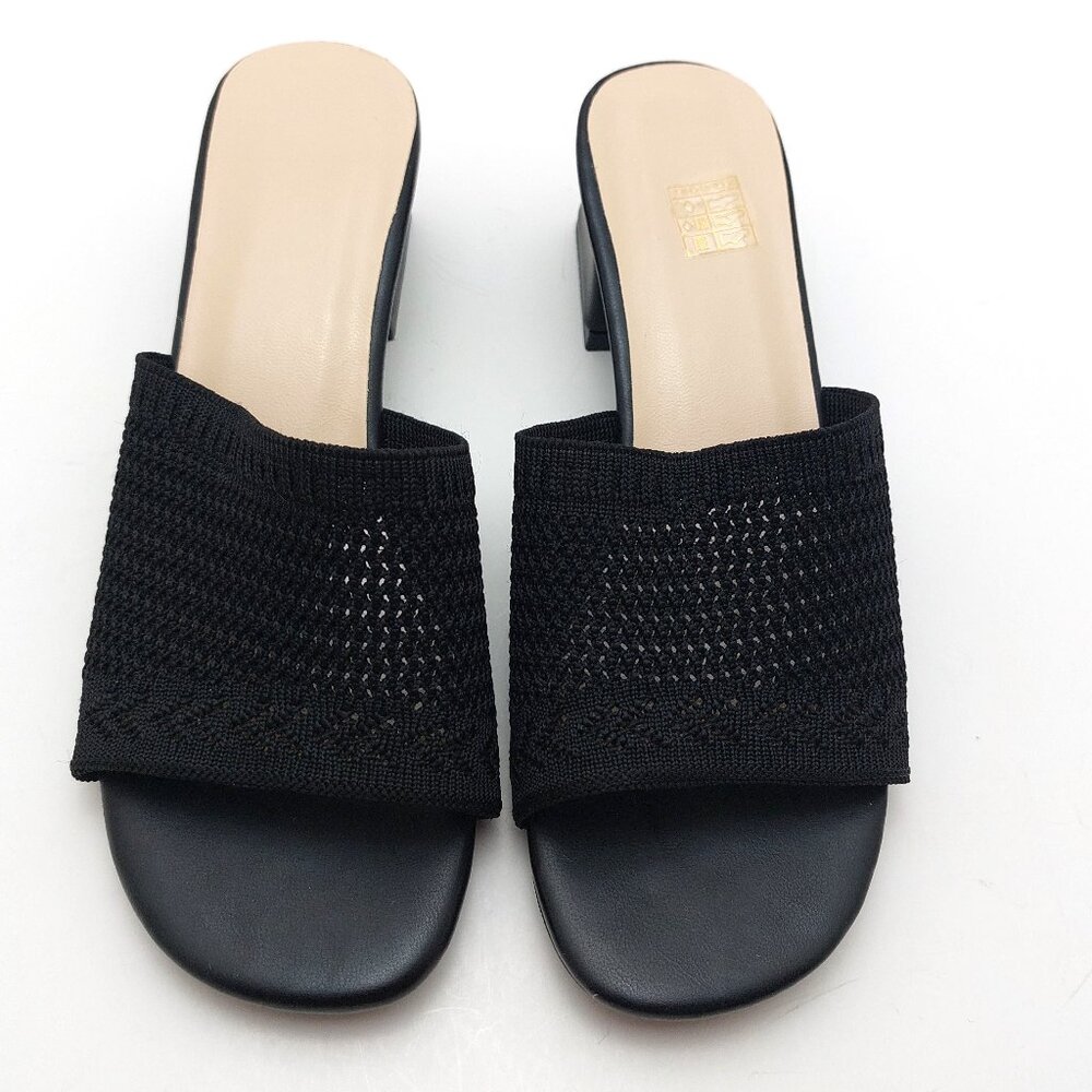 Women's Leisure Knit Flat Slides, Open Toe Square Toe Slip On Sandals